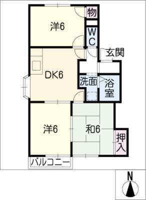 コーポイマーニ(3DK/2階)の間取り写真