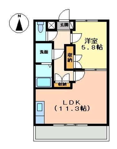 ストリーム湘南台(1LDK/1階)の間取り写真