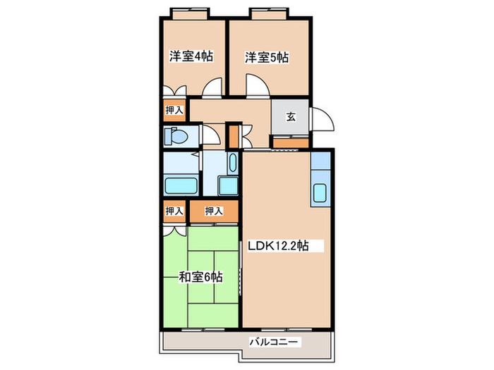 サンシャイン若葉台(3LDK/3階)の間取り写真