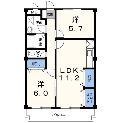 ニューマリッチ愛(2LDK/2階)の間取り写真