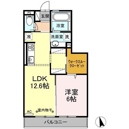 JR相模線 橋本駅(神奈川) 徒歩16分 3階建 築9年(1LDK/2階)の間取り写真