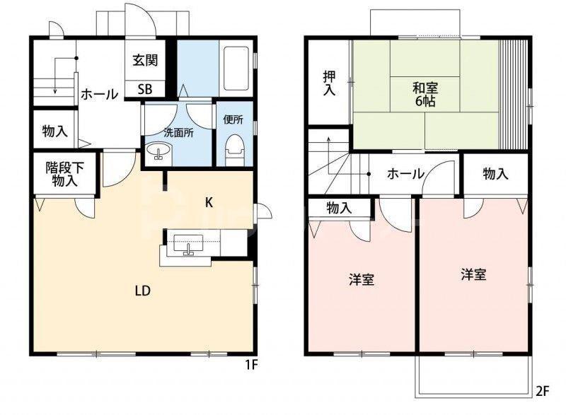 ウエストヒルF(3LDK/1階)の間取り写真