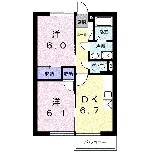 アローラ I(1LDK/2階)の間取り写真