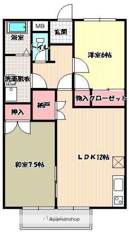 コスモハイツ福島(2LDK/2階)の間取り写真