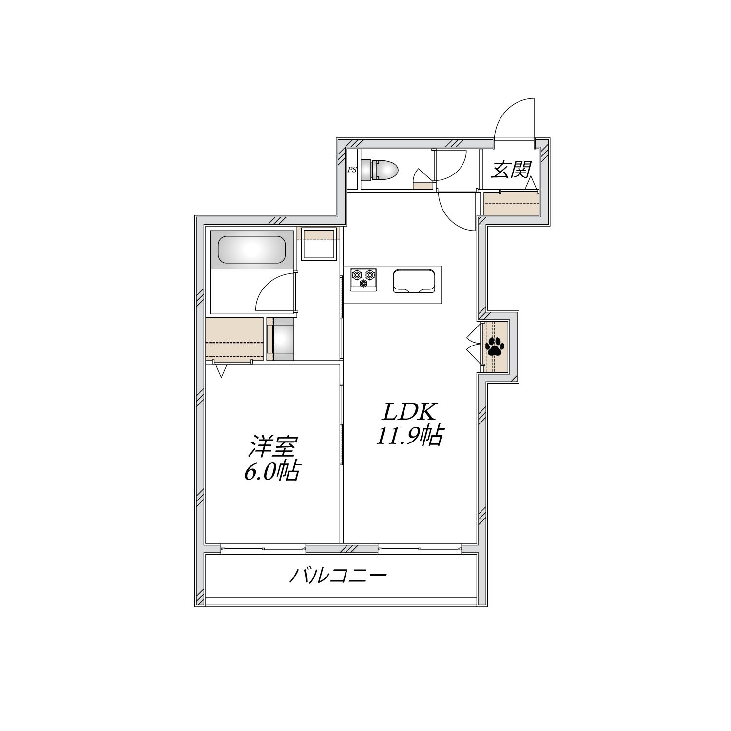 末長4丁目メゾン(1LDK/2階)の間取り写真