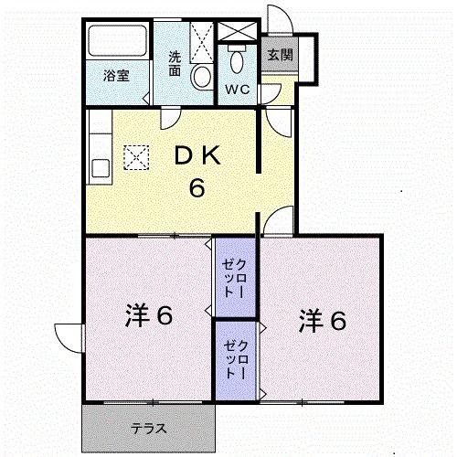 リーブラ(2DK/1階)の間取り写真