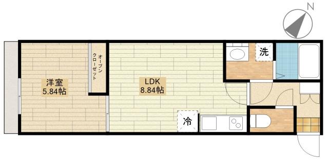 カインドネス上福岡ノース(1LDK/2階)の間取り写真