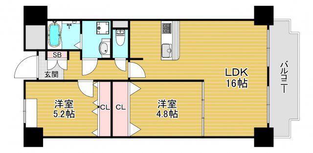 インプループ天満橋(2LDK/9階)の間取り写真