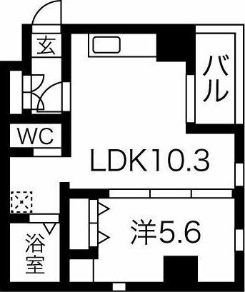 サンエスケーイワタ丸の内(1LDK/4階)の間取り写真
