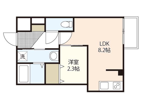 月光南観音 参番館(1LDK/1階)の間取り写真
