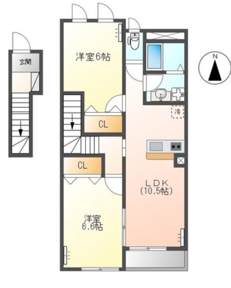 カーサオータム南古谷(2LDK/2階)の間取り写真