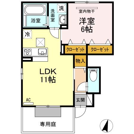 TIARAI(1LDK/1階)の間取り写真