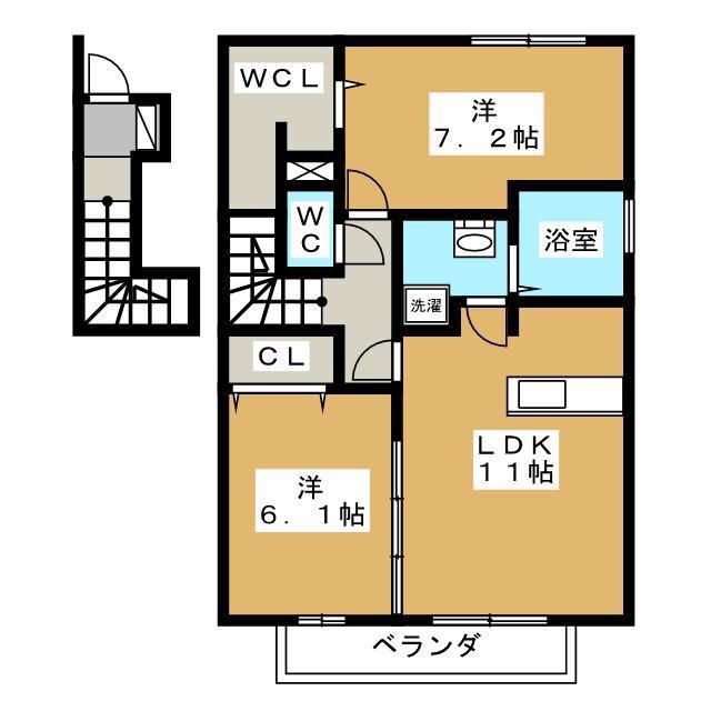 VILLETTA(2LDK/2階)の間取り写真