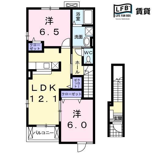 エスポワールETOD(2LDK/2階)の間取り写真