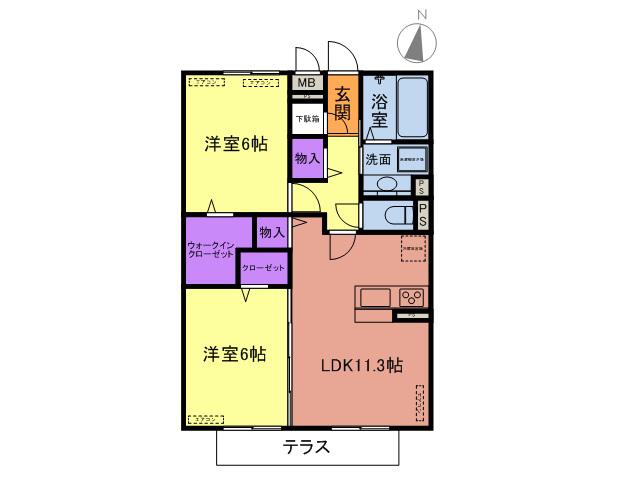 プリオ湘南(2LDK/1階)の間取り写真