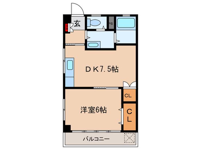 コーポとうか(1DK/1階)の間取り写真