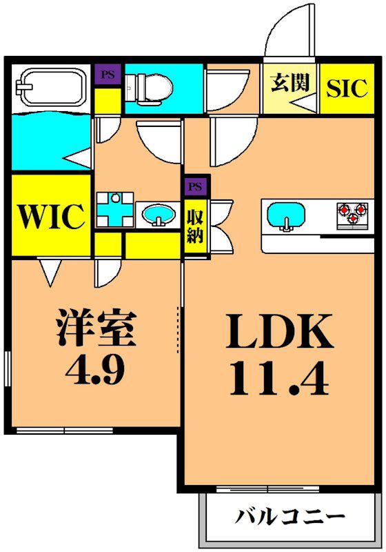 ルナネージュ南品川(1LDK/2階)の間取り写真