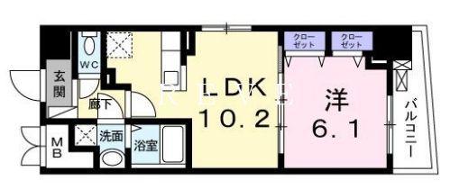 ISLA VISTA 日本橋(1LDK/7階)の間取り写真