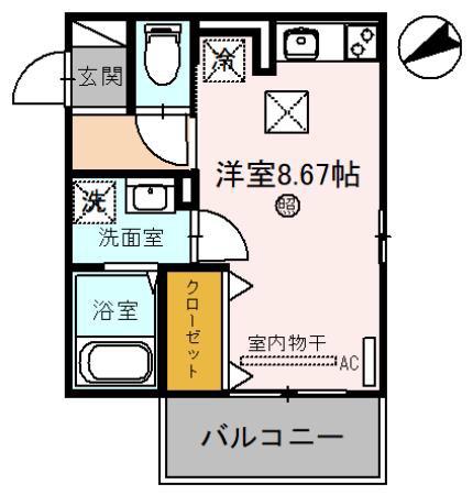 メゾンドエトワール(ワンルーム/2階)の間取り写真