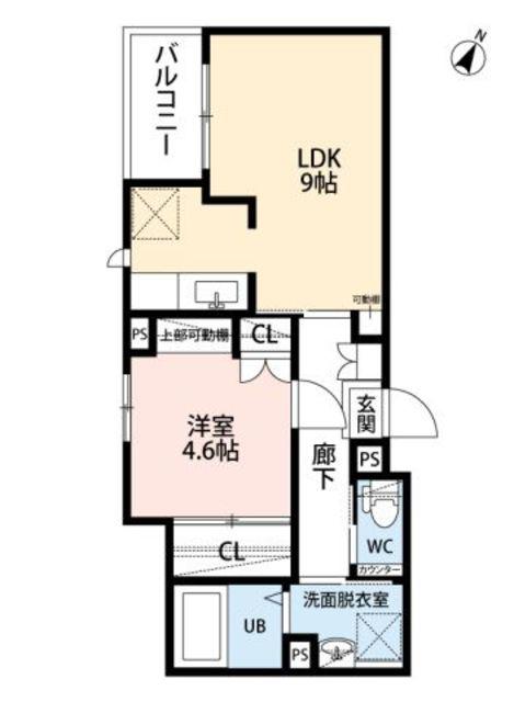 CB和白リュヌメール(1LDK/1階)の間取り写真