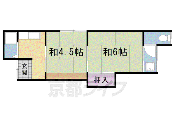 北村荘南棟(2K/2階)の間取り写真