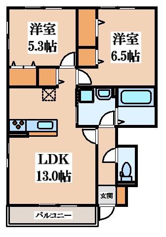 エストレーラII(2LDK/1階)の間取り写真