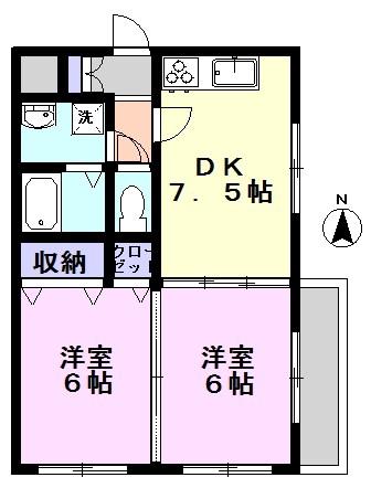 ラフィーヌ・フォー(2DK/3階)の間取り写真