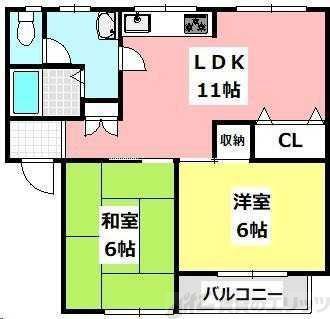 アネックス華(2LDK/2階)の間取り写真