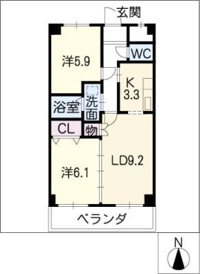 高野ビルサンフラット(2LDK/2階)の間取り写真