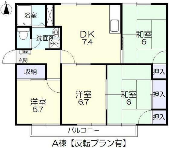 サンハイツA(4DK/2階)の間取り写真