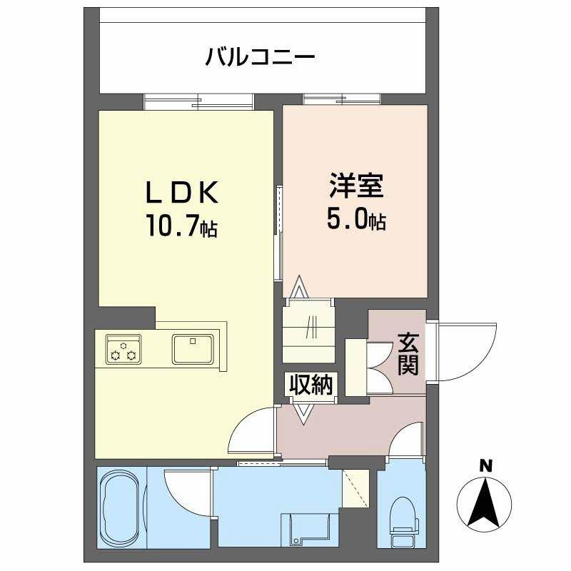 ティーエヌ伍番館(1LDK/3階)の間取り写真