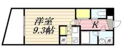 ラセット天神(ワンルーム/9階)の間取り写真