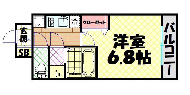 フォーリアライズ大正ノーブル(1K/4階)の間取り写真