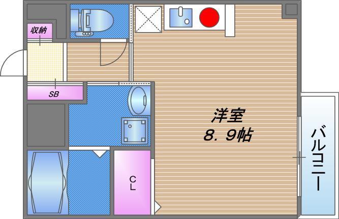 ラシーヌ天王寺(ワンルーム/6階)の間取り写真
