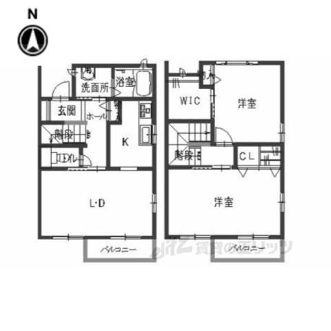 パルモ夢み台N(2LDK/2階)の間取り写真