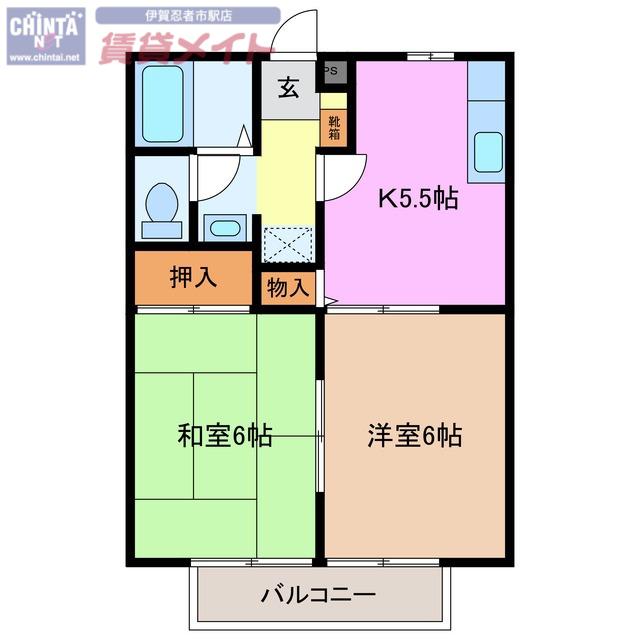 フラット立石(2K/1階)の間取り写真