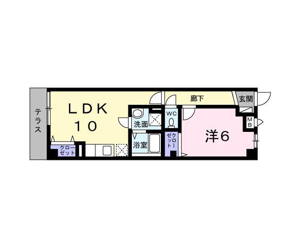 ディアコート積み木(1LDK/1階)の間取り写真