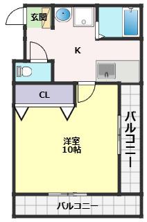ダイヤハウス(1K/3階)の間取り写真