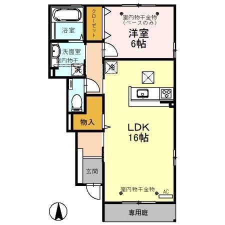 北陸鉄道石川線 馬替駅 徒歩10分 2階建 築10年(1LDK/1階)の間取り写真