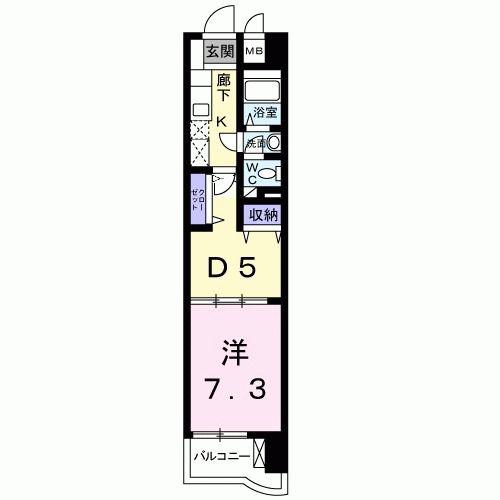 メゾンソレイユ(1DK/7階)の間取り写真