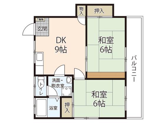 西川ビル(2DK/3階)の間取り写真