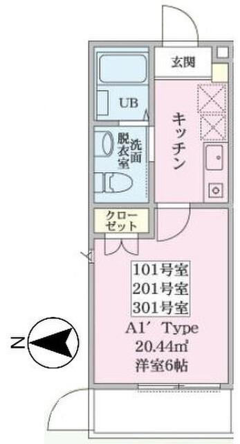 グリーンリーフNEW白楽(1K/1階)の間取り写真