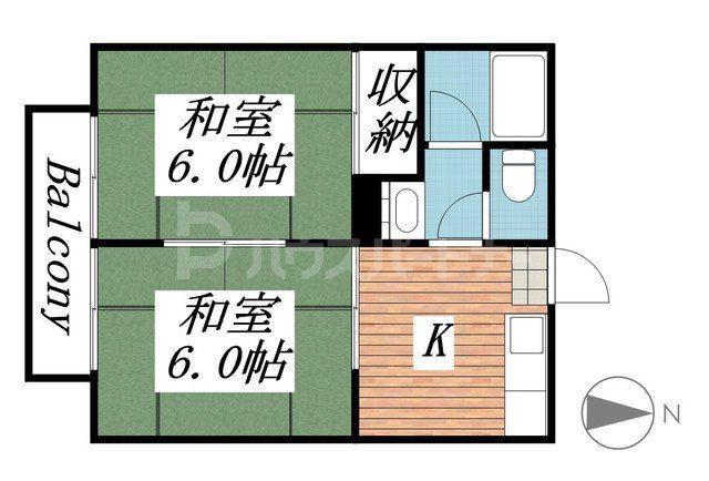 旭荘(2K/1階)の間取り写真