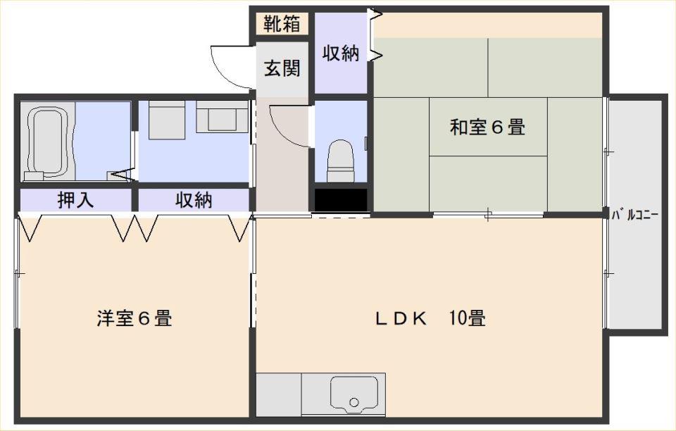 アムール米澤(2LDK/2階)の間取り写真