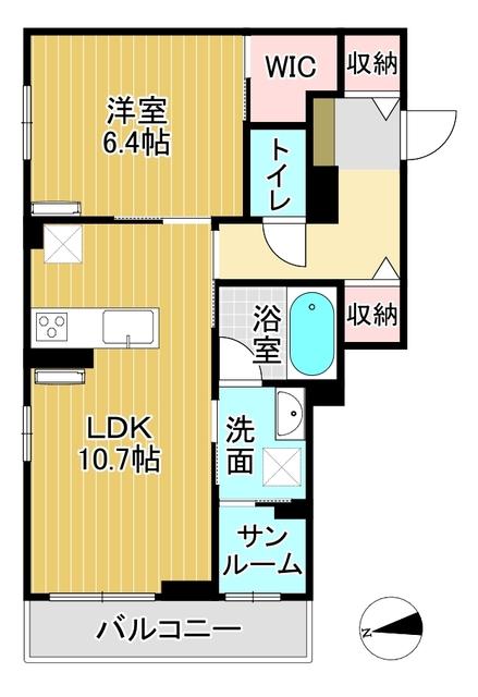 ミライエ・シリウス ウエスト(1LDK/1階)の間取り写真