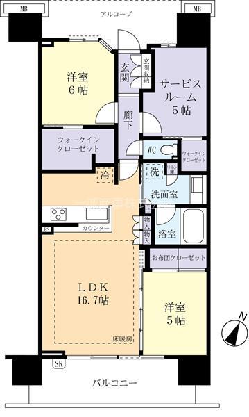 デュオヒルズつくばセンチュリー(2SLDK/8階)の間取り写真