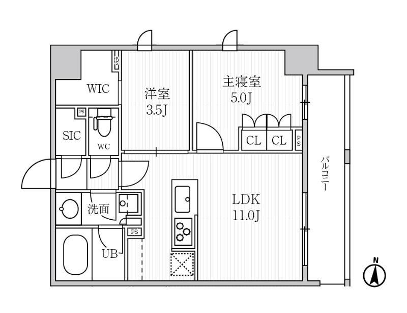 シーズンフラッツ菊川(2LDK/6階)の間取り写真