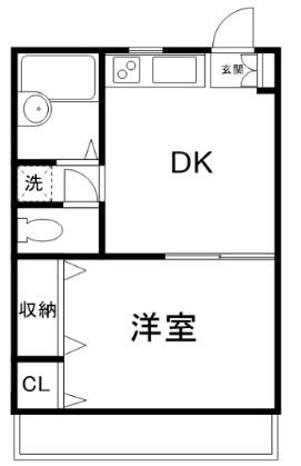 扶相ビル(1DK/2階)の間取り写真