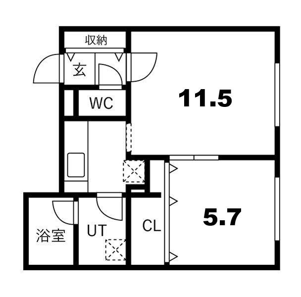 SAKURAコンフォートK(1LDK/1階)の間取り写真