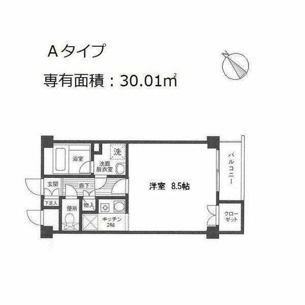 クランベリーコート(ワンルーム/3階)の間取り写真